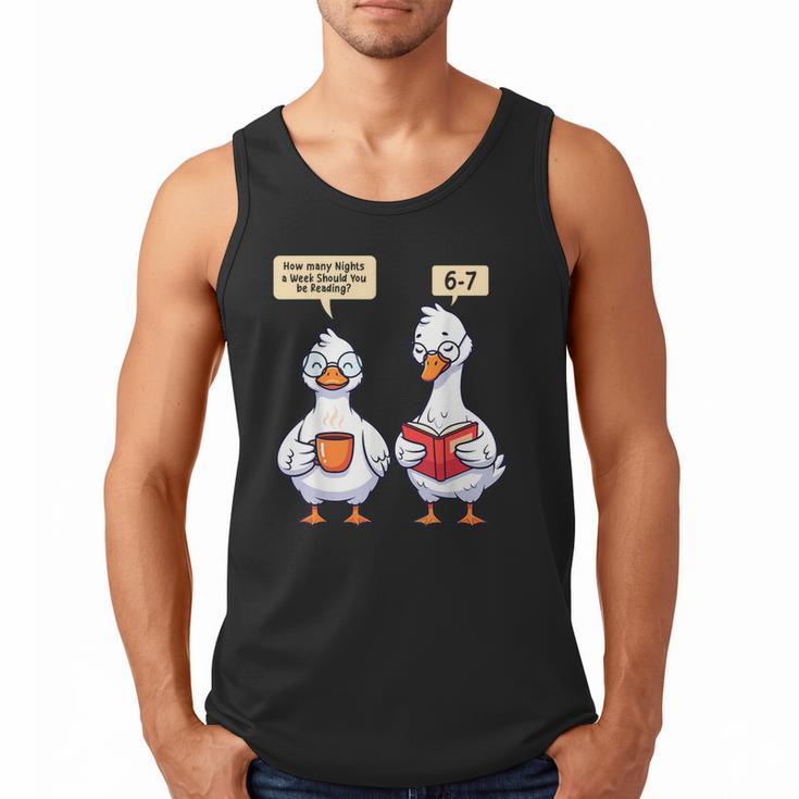 How Many Nights Reading Goose Book Lover Reader Men Tank Top