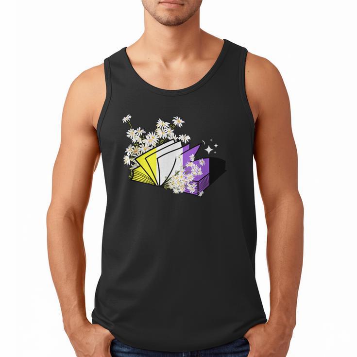 Non-Binary Book Lover Nonbinary Daisy LGBT Reading Pride Men Tank Top