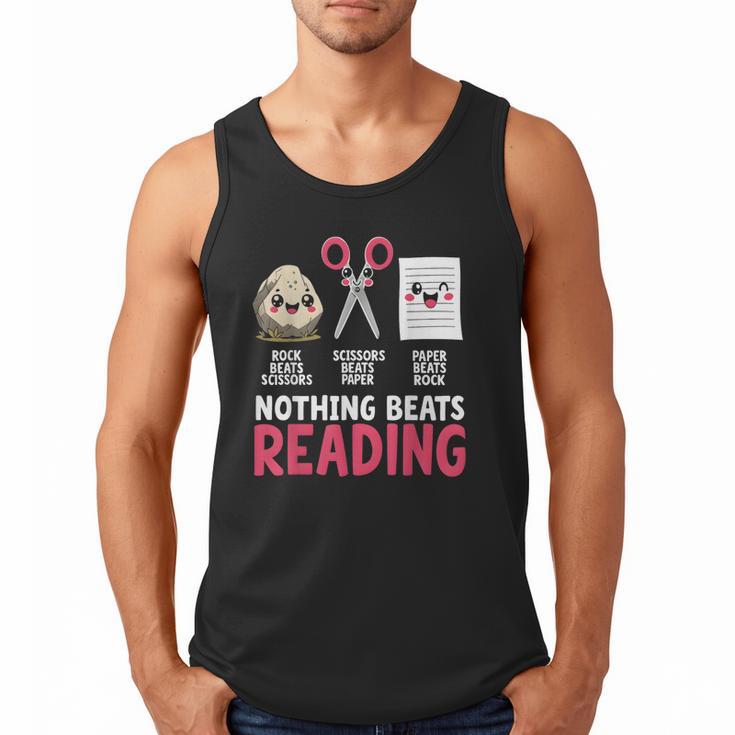 Nothing Beats Reading Rock Paper Scissors Book Lover Library Men Tank Top