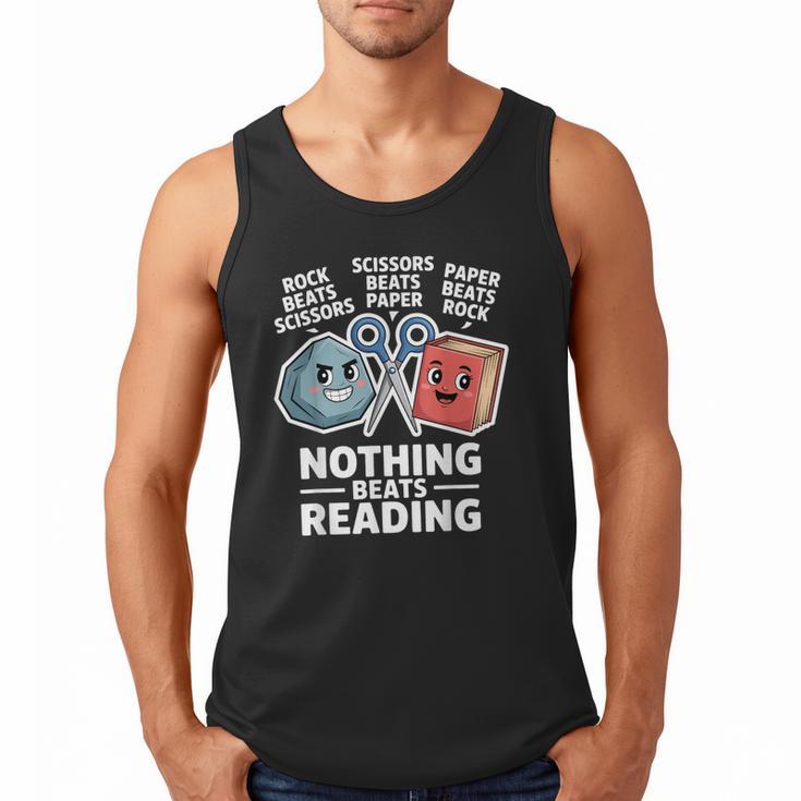 Nothing Beats Reading Rock Paper Scissors Book Lover Men Tank Top