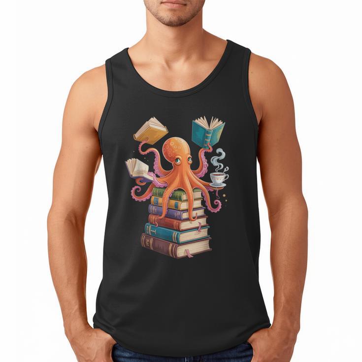 Octopus Book Reading Book Reader Ocean Octopus Men Tank Top
