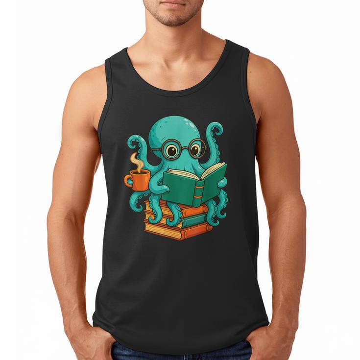 Octopus Reading Book Reading Bookworm Reader Men Tank Top