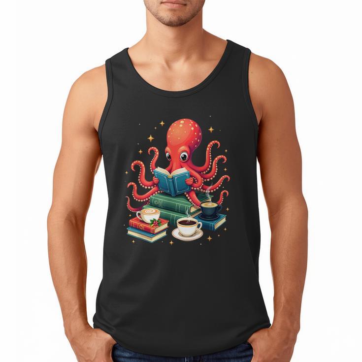 Octopus Reading Books Tea Coffee Men Tank Top