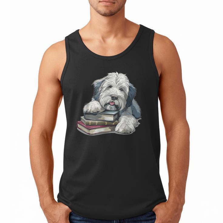Old English Sheepdog Books Reading Dog Breed Graphic Men Tank Top