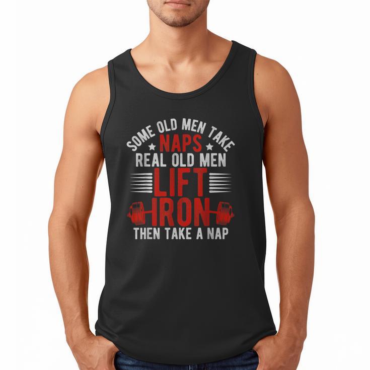 Old Men Gag Workout Gym Fitness Exercise Weightlifting Dad Men Tank Top