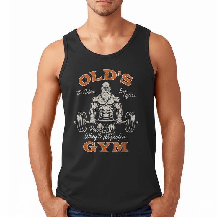 Old's Gym Logo Workout Dad Grandpa Weightlifting Old Men Gym Men Tank Top