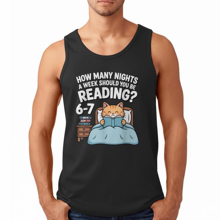 Orange Cat Reading Book 67 Six Seven Meme Men Tank Top