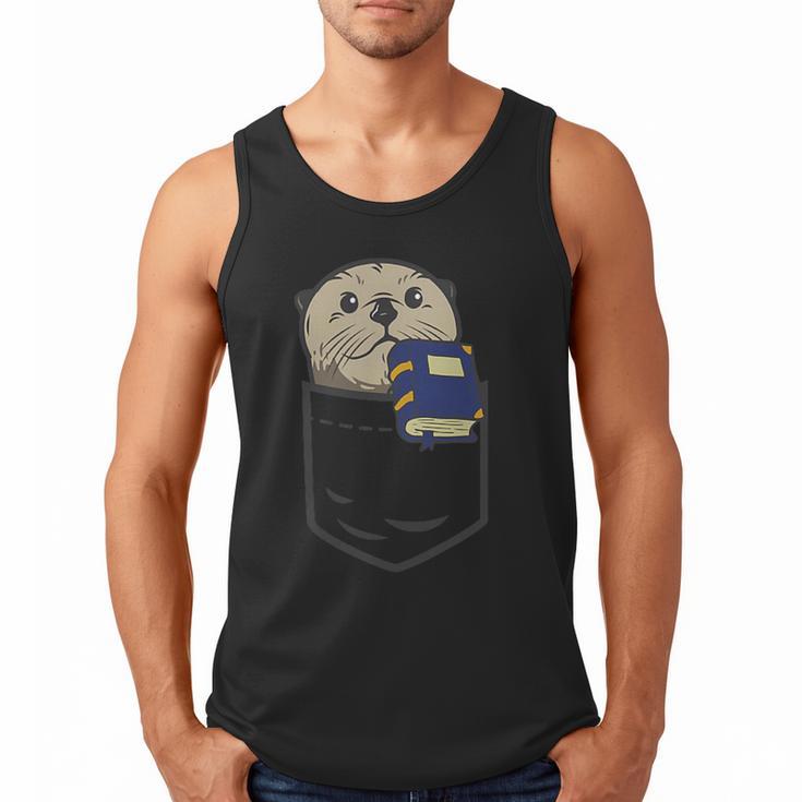 Otter Cute Read Reading Book Librarian Across America Kids Men Tank Top