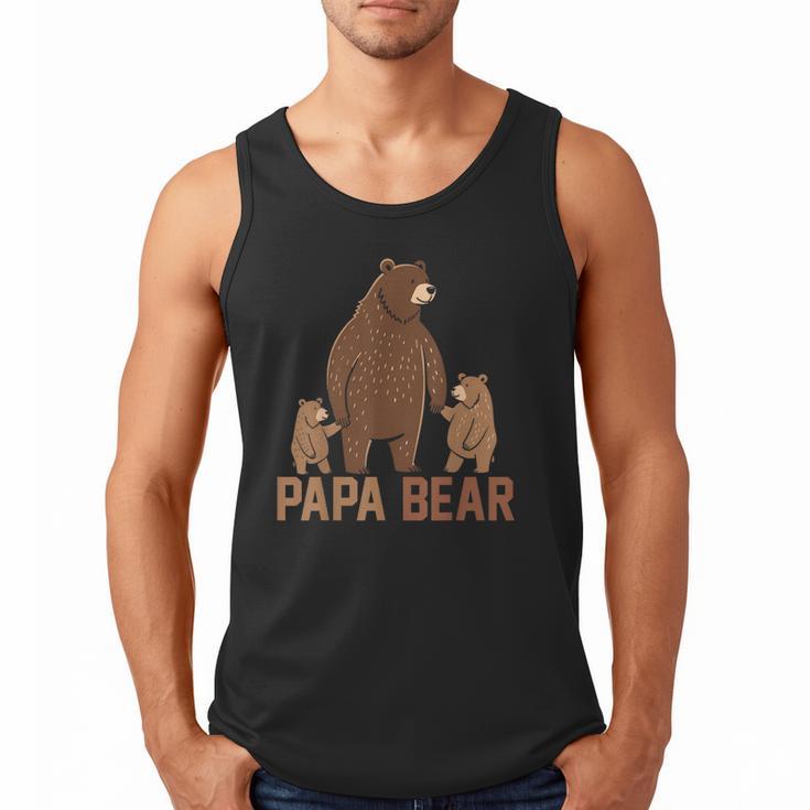 Papa Bear Dad Two Cubs Daddy Bear 2 Kids Father's Day Men Tank Top