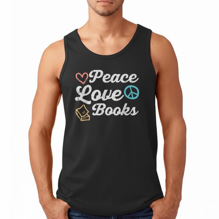 Peace Love Books Read Book Reading Librarian Across America Men Tank Top