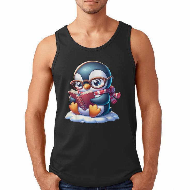 Penguin Reading a Book Animal Men Tank Top