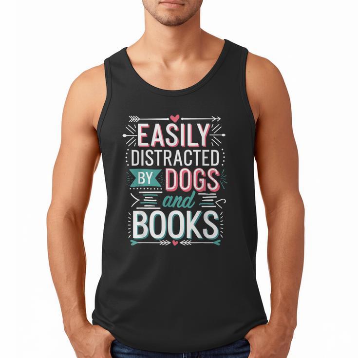 Pet Lover Easily Distracted By Dogs And Books Joke Men Men Tank Top