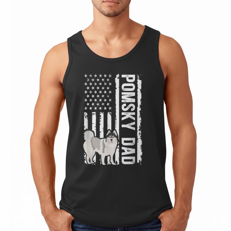 Pomsky Dad American Flag Pomsky Owner Pomsky Lover Men Tank Top