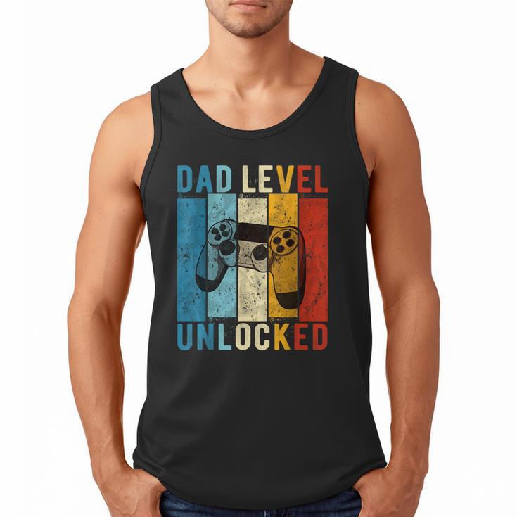 Pregnancy Announcement Dad Level Unlocked New Daddy Father Men Tank Top