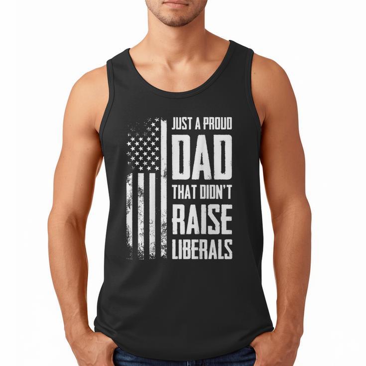 Proud Dad That Didn't Raise Liberals American Flag -ON BACK Women Men Men Tank Top