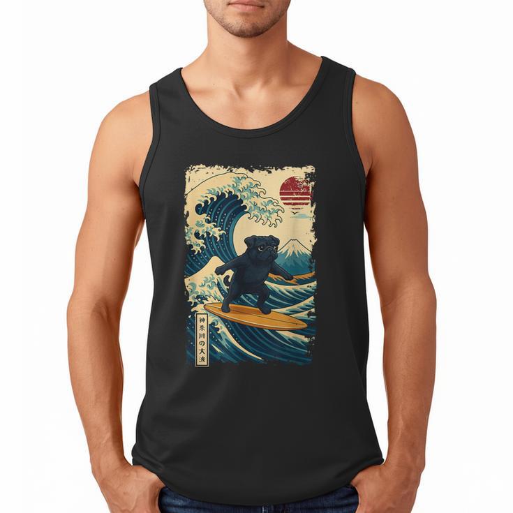 Pug Japanese Kanagawa Wave Surfing Japan Mom Dad Kids Men Tank Top