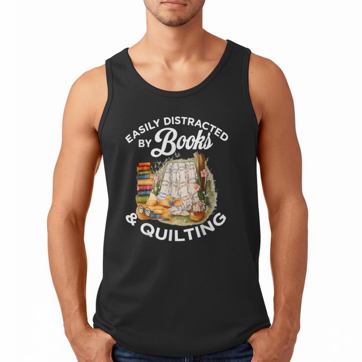 Quilting Sewing Machine Quilter Easily Distracted By Book Men Tank Top