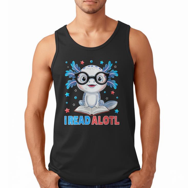 I Read Alotl Cute Axolotl Reading Book Lover Men Tank Top