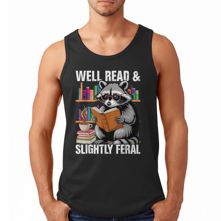 Well Read & Slightly Feral Raccoon Book Lover Graphic Men Tank Top