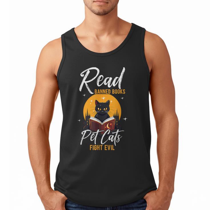 Read Banned Books Pet Cats Fight Evil Read Banned Reader Men Tank Top