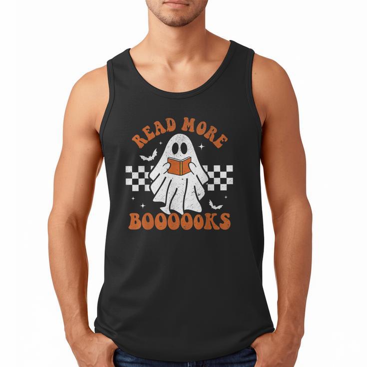 Read More Books Cute Ghost Reading Book Teacher Halloween Men Tank Top
