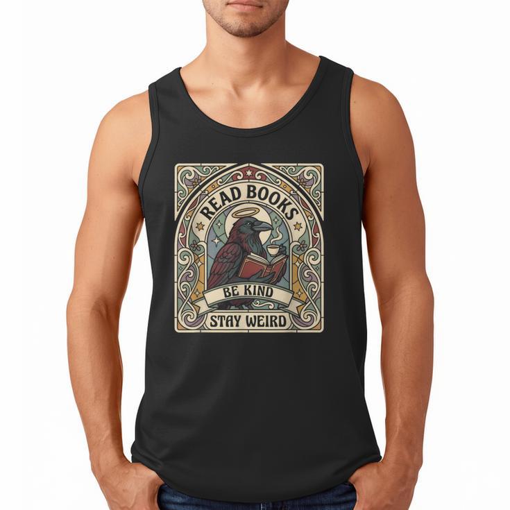Read Books Be Kind Stay Weird Raven Tarot Reading Coffee Men Tank Top