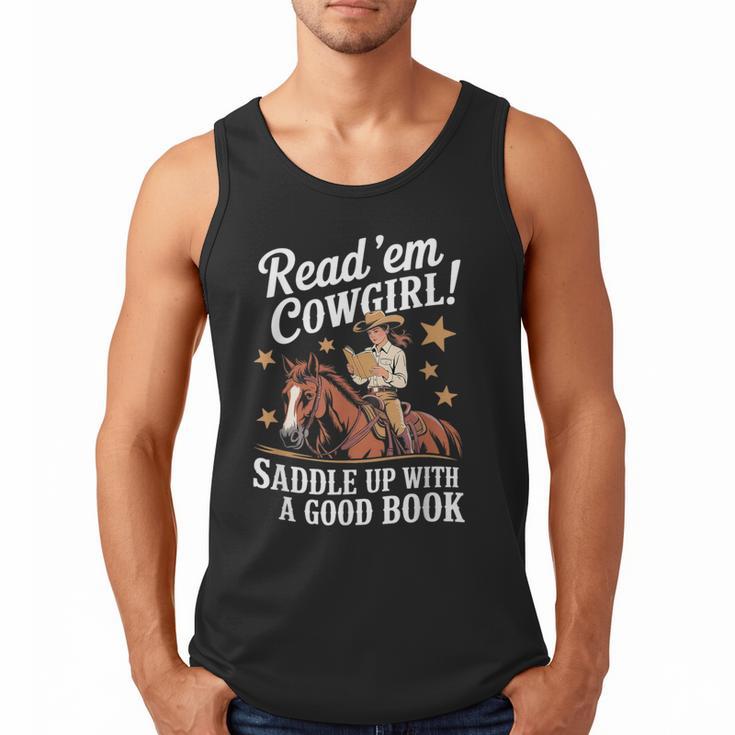 Read 'Em Cowgirl Saddle Up With A Good Book Rodeo Bookworm Men Tank Top