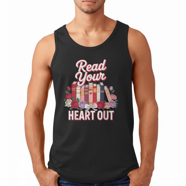 Read Your Heart Out Book Lover Reading Enthusiasts Floral Men Tank Top