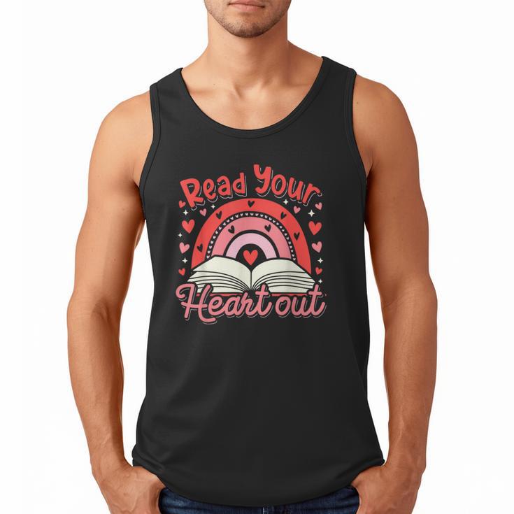 Read Your Heart Out Book Valentines Day Reading Teacher Men Tank Top