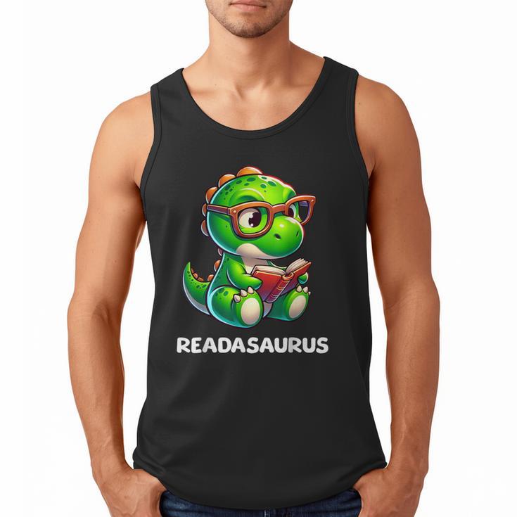 Readasaurus Reading Dinosaur Book Reader Bookworm Men Tank Top