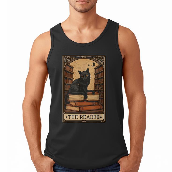 The Reader Cat Book Reading Halloween Tarot Card Men Tank Top