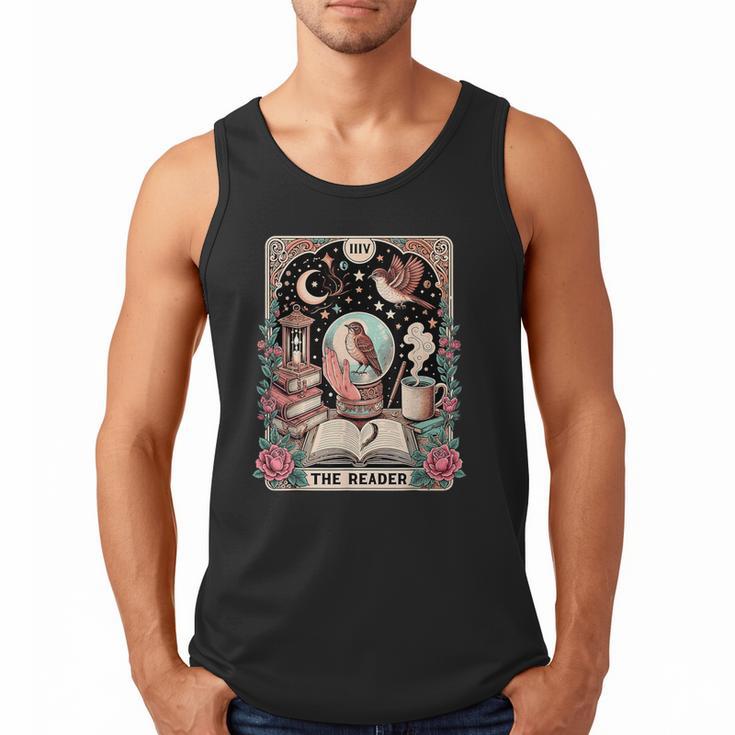 The Reader Tarot Card Shirt Bird Book Lover Bookworm Men Tank Top