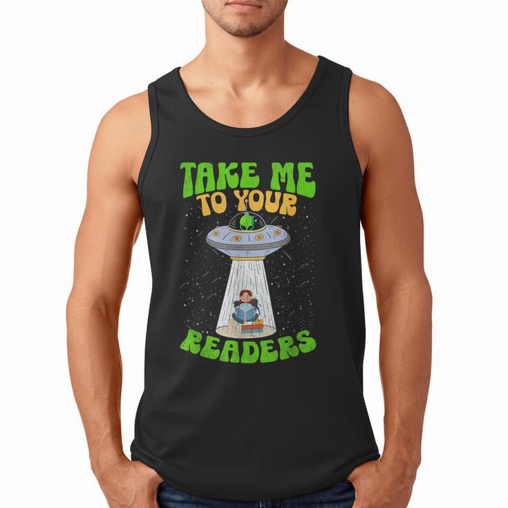 Take Me To Your Readers Alien Book Reading Bookaholic Men Tank Top