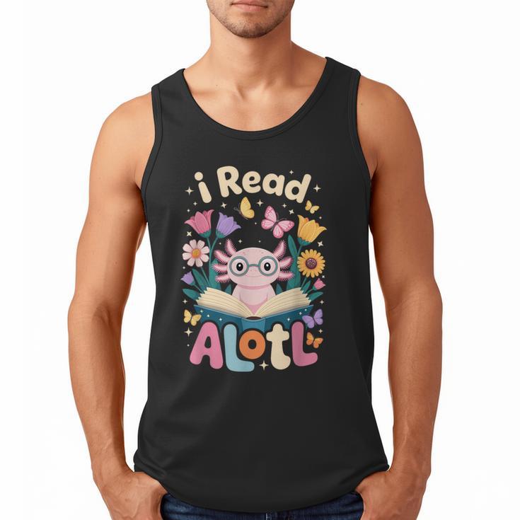 Reading Axolotl Book Lover Wildflowers Men Tank Top