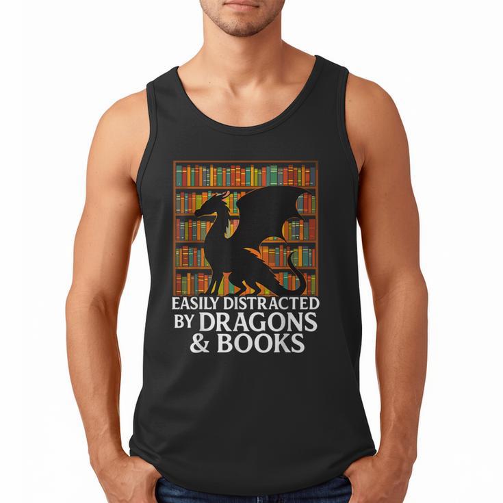 Reading Dragon Easily Distracted By Dragons And Books Men Tank Top