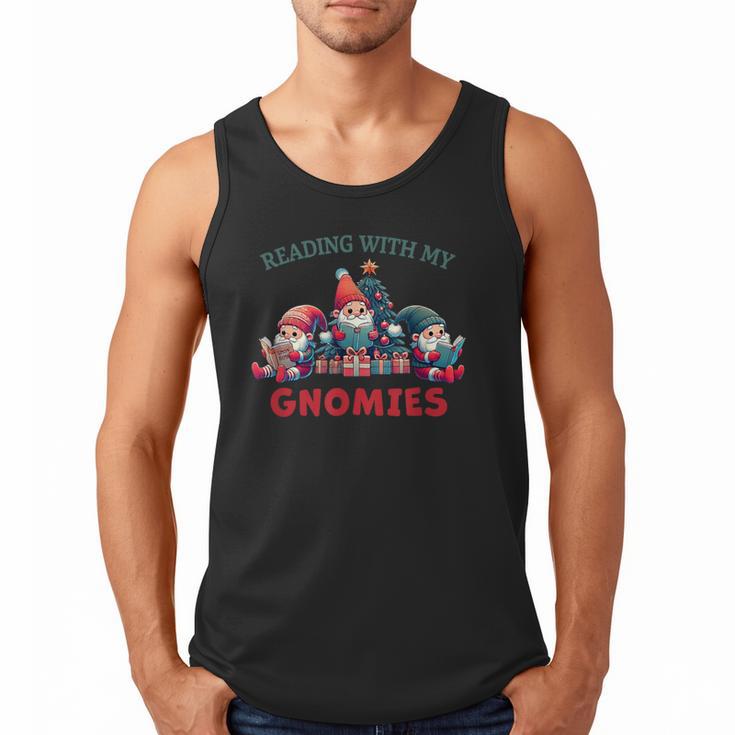 Reading With My Gnomies Reading Book Christmas Men Tank Top