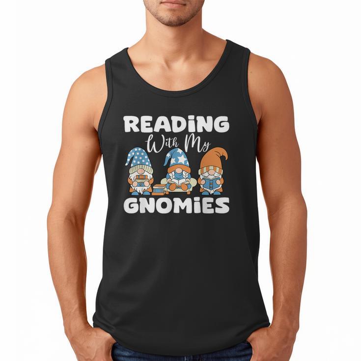 Reading With My Gnomies Gnomes Books Lover Bookworm Men Tank Top