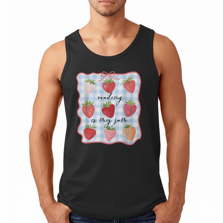 Reading Is My Jam Preppy Stawberry Bookworm Book Lover Nerd Men Tank Top