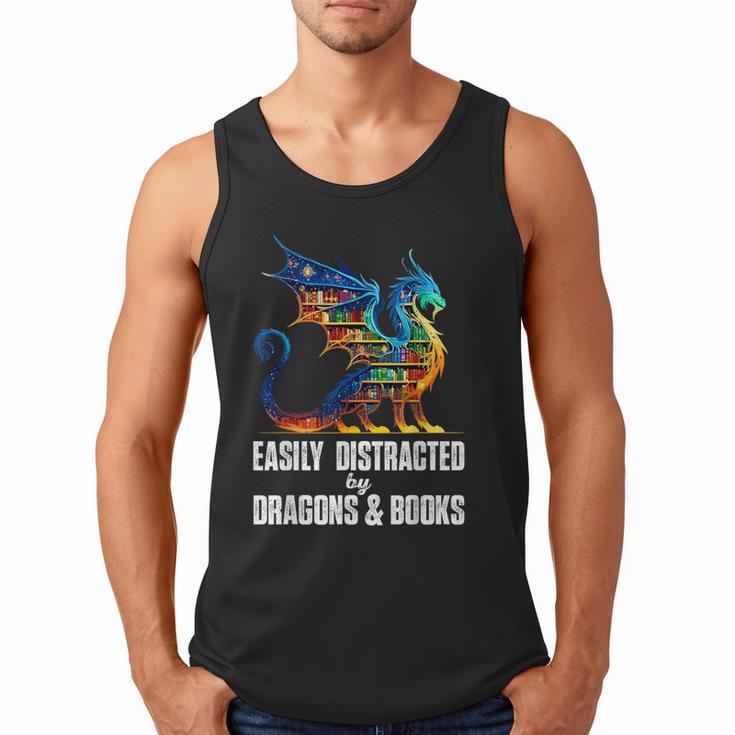 Reading Lover Easily Distracted By Dragons And Books Dragon Men Tank Top