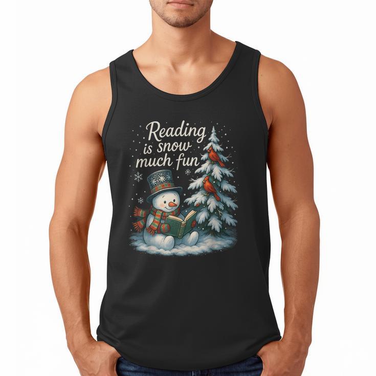 Reading Is Snow Much Fun Christmas Books Snowman Bookworm Men Tank Top