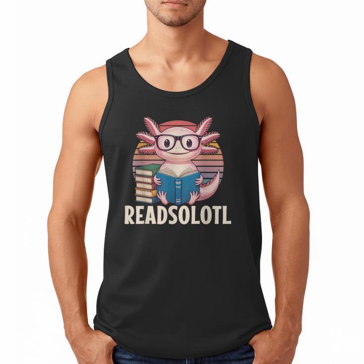 Readsolotl Axolotl Reading Book Lover Kawaii Bookworms Men Tank Top