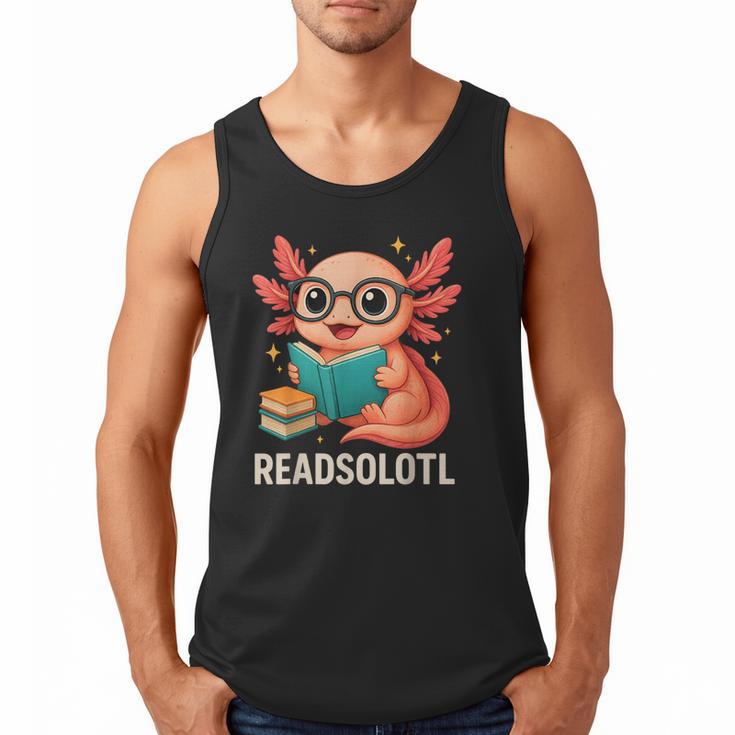 Readsolotl Kawaii Axolotl Reading Book Lover Men Tank Top
