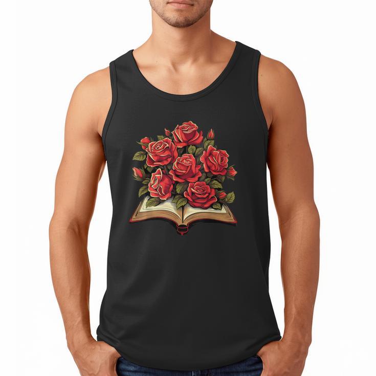 Red Roses Flowers Book Floral Men Tank Top