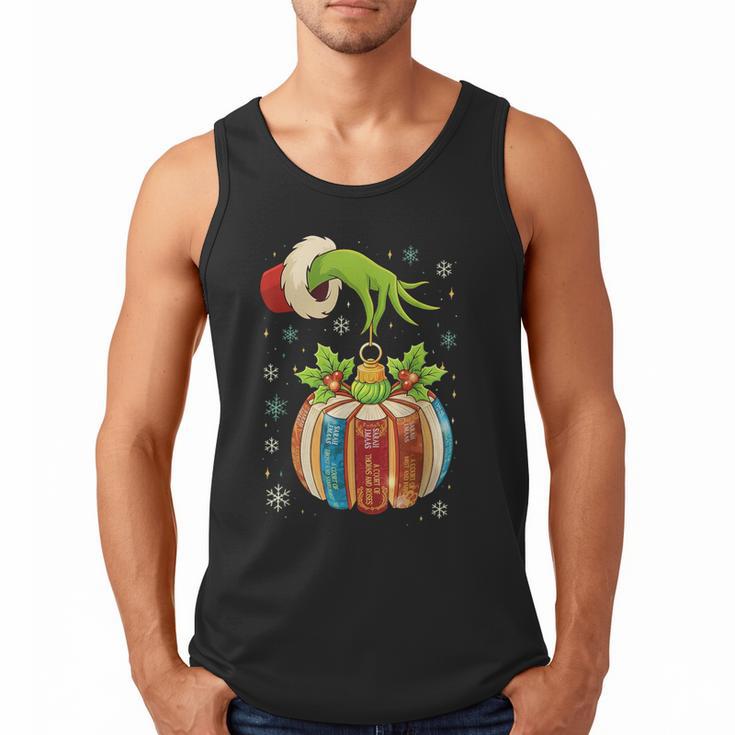 Retro Christmas Ornament Book Christmas Teacher Librarian Men Tank Top