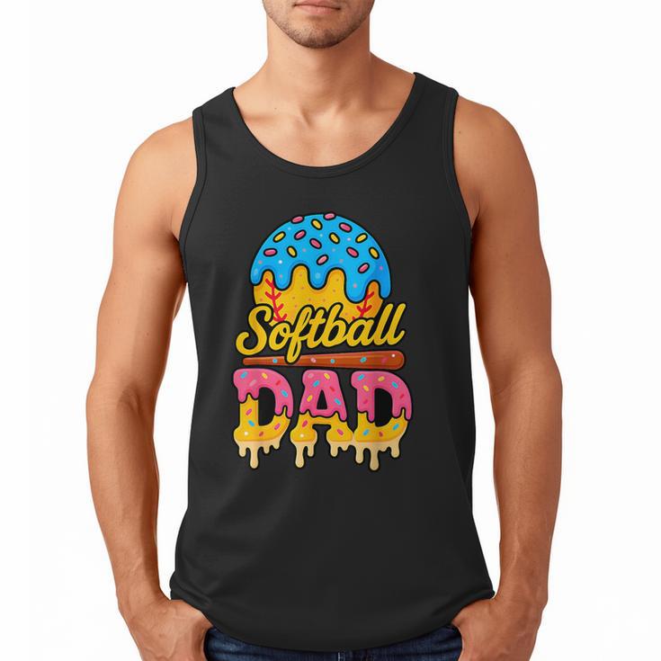 Retro Ice Cream Drip Softball Dad Game Day Dad Father's Day Men Tank Top