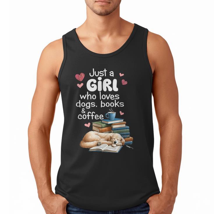 Retro Just A Girl Who Love Dogs Books And Coffee Bookworm Men Tank Top