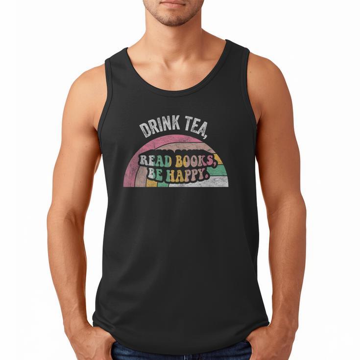 Retro Vintage Drink Tea Read Books Be Happy Reading Men Tank Top