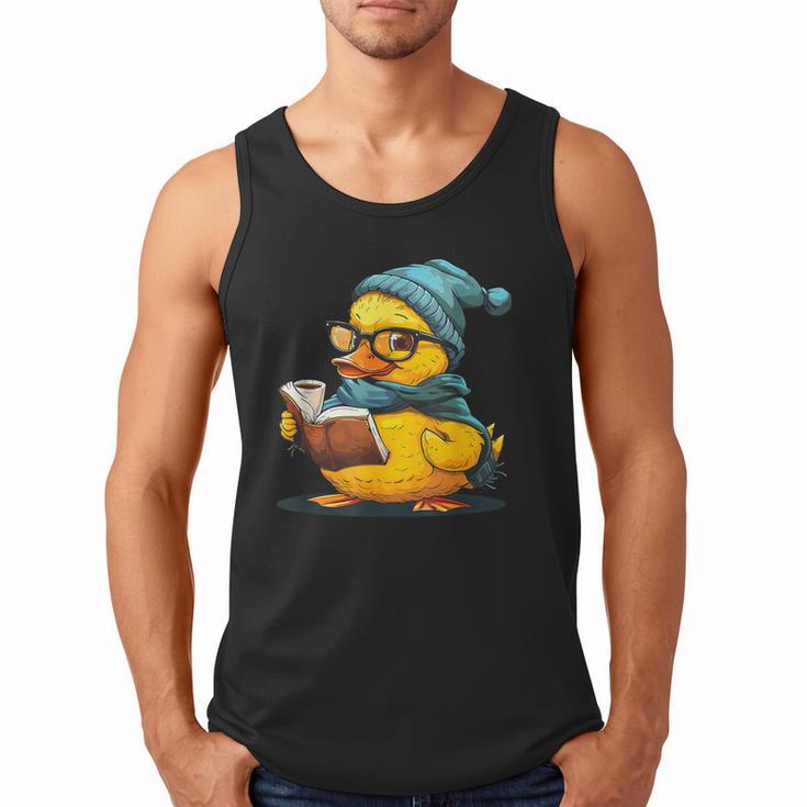 Rubber Duck Reading Book Rubber Duckie Reader Coffee Lover Men Tank Top