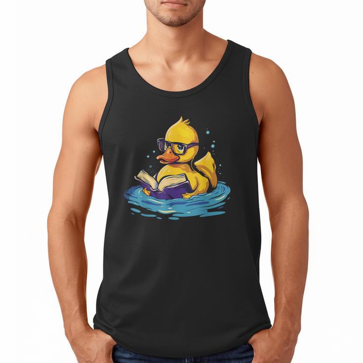 Rubber Duck Reading Book Swim Rubber Duckling Rubber Duckie Men Tank Top