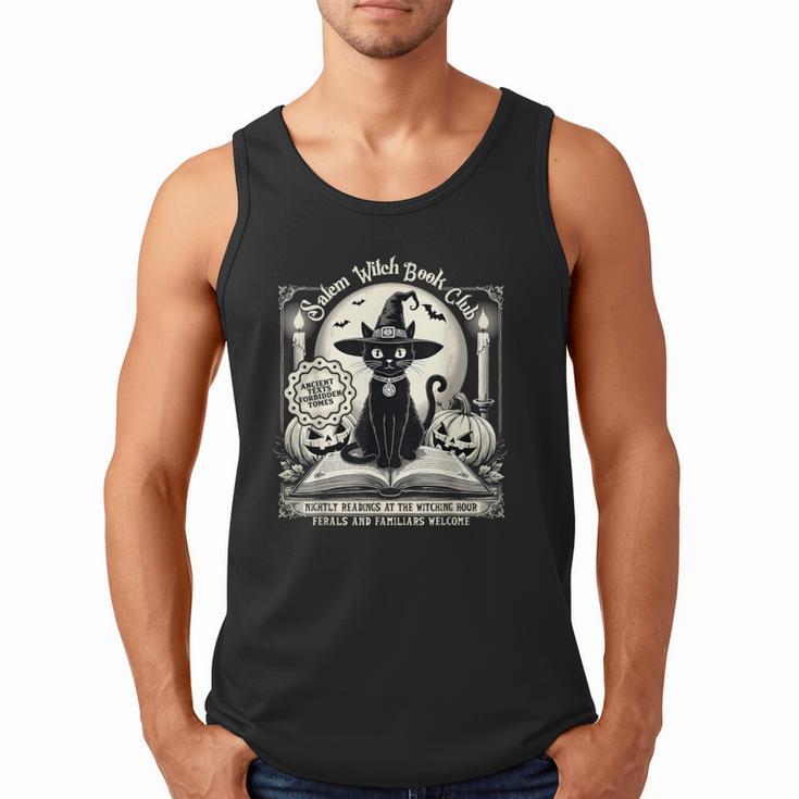 Salem Witch Book Club Vintage Halloween Cat Book Lover Men Tank Top
